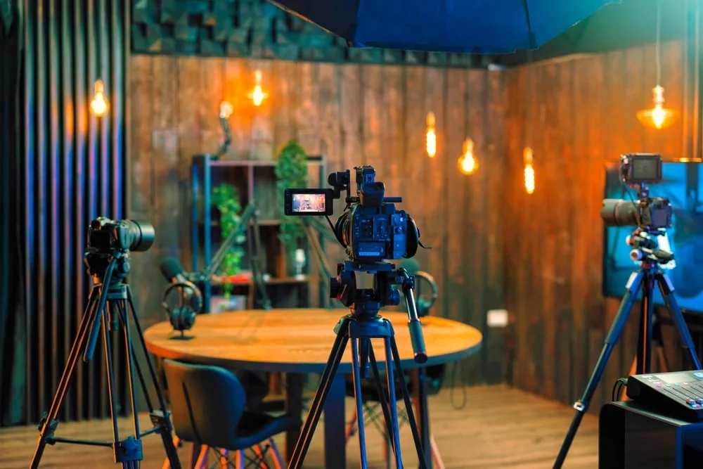 Multi-camera podcast and video production studio setup